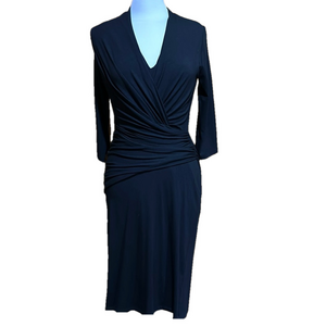 MM LaFleur Women's Black 3/4 Sleeve Wrap Dress Size M Formal - EUC